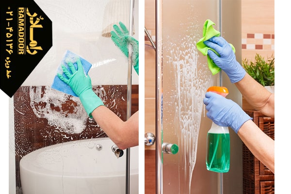 تمیز کردن شیشه حمام