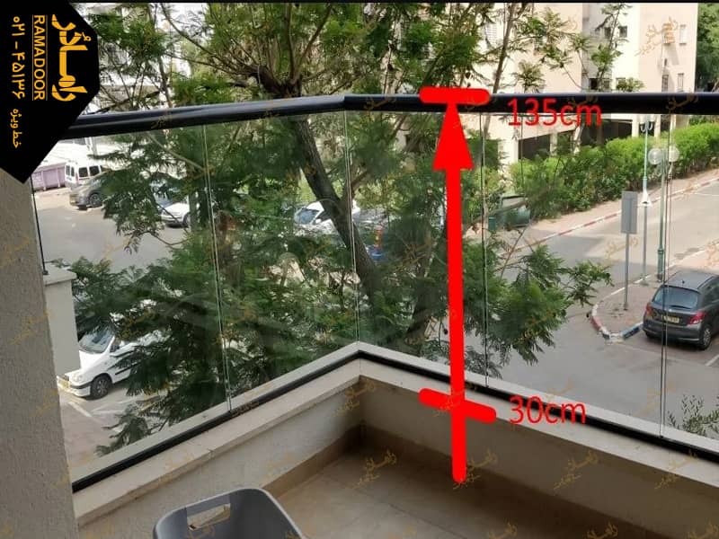 ارتفاع جانپناه شیشه ای